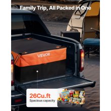 Truck Bed Cargo Bag 51.18 x 40.16 x 21.85 in (26 Cu. ft) with Net & Carabiners