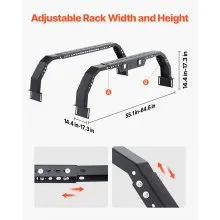 VEVOR Overland Truck Bed Rack, 14.4-17.3 in Height, Adjustable Bed Cargo Rack with Security LED Light, Compatible with Ram 1500/Tundra/Silverado 1500/F150/Gladiator JT/Colorado/Canyon/Ranger/Maverick