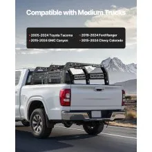 VEVOR Overland Truck Bed Rack, 51.2-65.4 in Width, Adjustable Overland Bed Cargo Rack with Sidebar, 900 lbs Static Capacity, Compatible with Mid-Size Trucks Tacoma/Ranger/Gladiator JT/Colorado/Canyon
