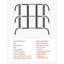 VEVOR Overland Truck Bed Rack, 51.2-65.4 in Width, Adjustable Overland Bed Cargo Rack with Sidebar, 900 lbs Static Capacity, Compatible with Mid-Size Trucks Tacoma/Ranger/Gladiator JT/Colorado/Canyon