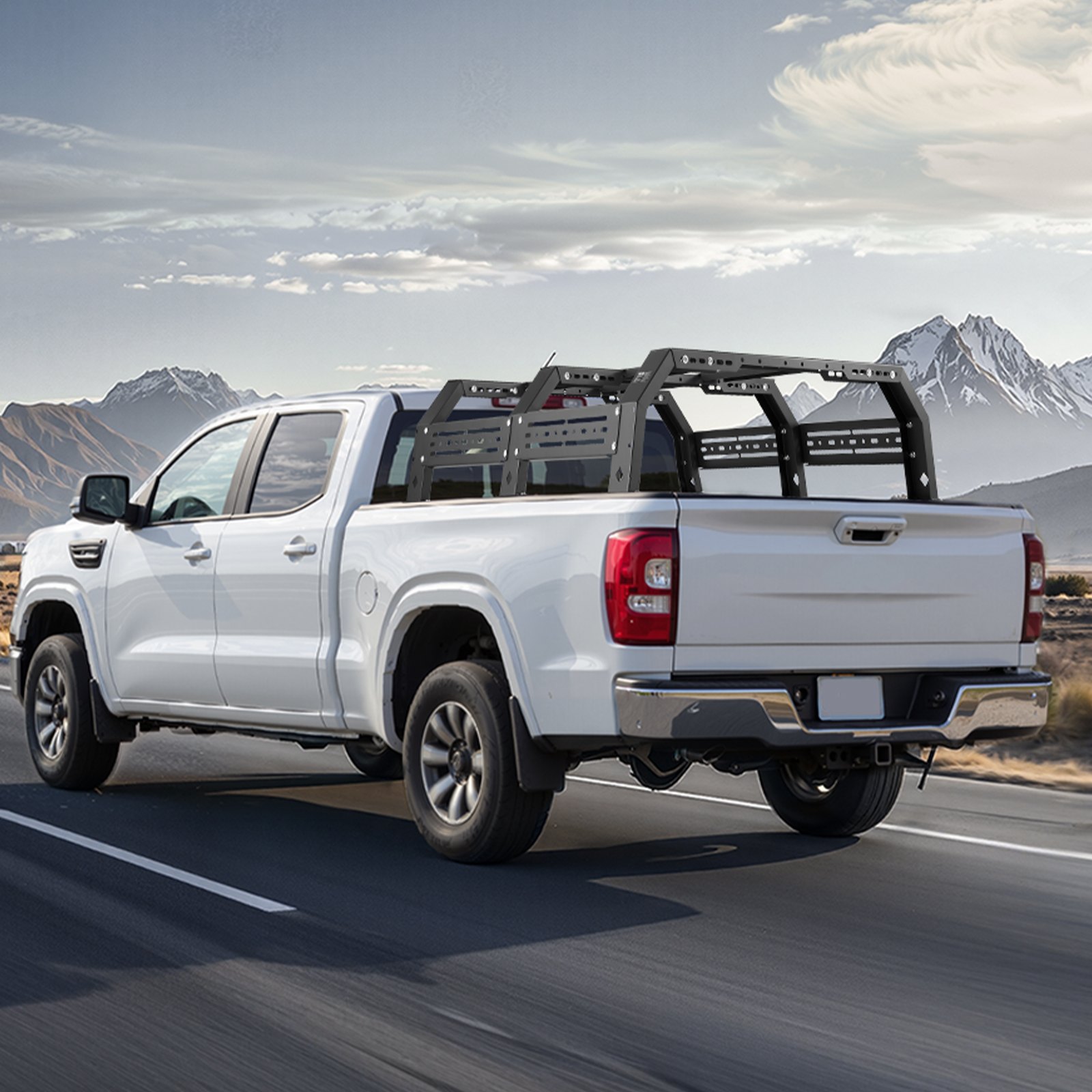 VEVOR Overland Truck Bed Rack, 51.2-65.4 in Width, Adjustable Overland Bed Cargo Rack with Sidebar, 900 lbs Static Capacity, Compatible with Mid-Size Trucks Tacoma/Ranger/Gladiator JT/Colorado