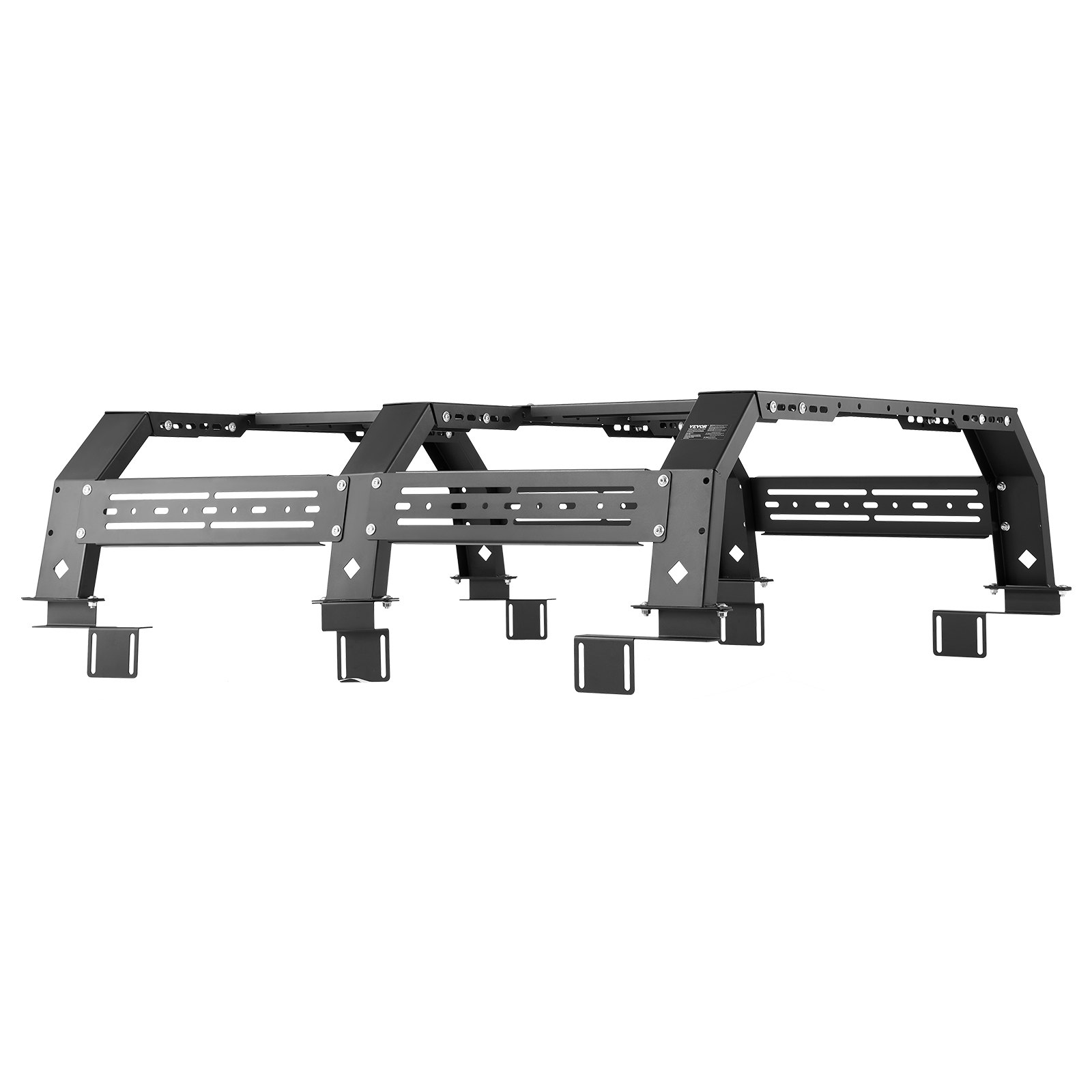 VEVOR Overland Truck Bed Rack, 51.2-65.4 in Width, Adjustable Overland Bed Cargo Rack with Sidebar, 900 lbs Static Capacity, Compatible with Mid-Size Trucks Tacoma/Ranger/Gladiator JT/Colorado