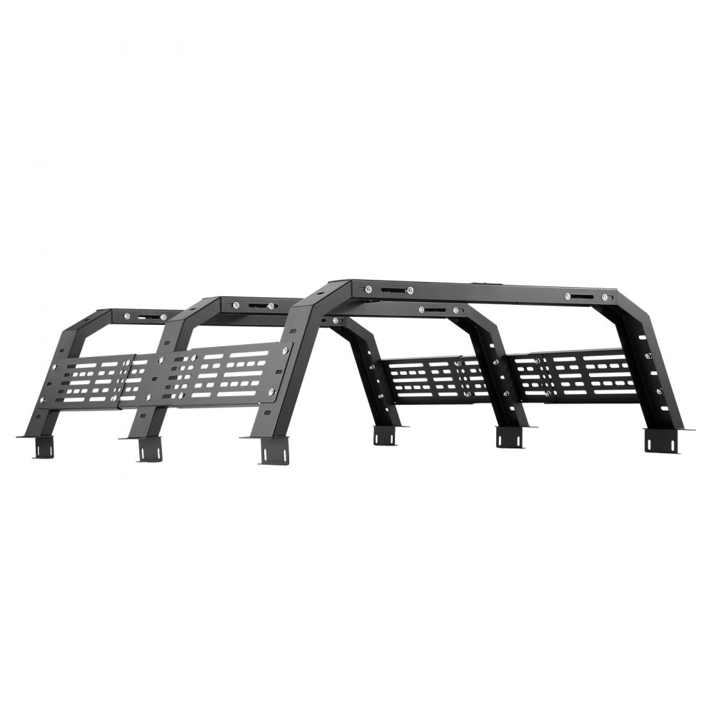 VEVOR Overland Truck Bed Rack, 137.92-173.48 cm Width, Adjustable Overland Bed Cargo Rack with Sidebar and 408.2 kg Static Load Capacity, Heavy Duty Steel, Compatible with Full Size & Mid-Size Trucks