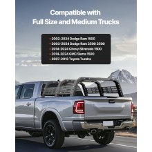 VEVOR Overland Truck Bed Rack, 54.3-68.3 in Width, Adjustable Overland Bed Cargo Rack with Sidebar and 900 lbs Static Load Capacity, Heavy Duty Steel, Compatible with Full Size and Mid-Size Trucks