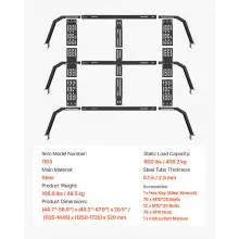 VEVOR Overland Truck Bed Rack, 49.2-67.9 in Width, Adjustable Overland Bed Cargo Rack with Sidebar, 900 lbs Static Capacity, Heavy Duty Steel, for Mid-Size Trucks, Compatible with Tacoma/Gladiator JT