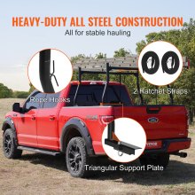VEVOR Truck Rack, 46-71inch Width, 800 lbs Capacity, Extendable Steel Ladder Rack for Truck with 4 Non-Drilling J-bolts, Heavy Duty Truck Bed Rack Two-Bar Set for Kayak, Surfboard, Lumber, Ladder