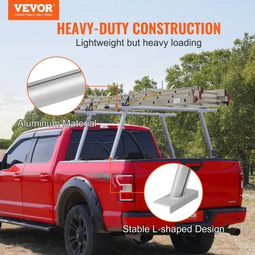 VEVOR Truck Rack 800 Lbs Capacity 71inx31in Aluminum Ladder Rack For Truck With 8 Non-Drilling C-clamps Heavy Duty Truck Bed Rack Two-Bar Set For Kayak Surfboard Lumber Ladder In The Cargo Racking - View #11