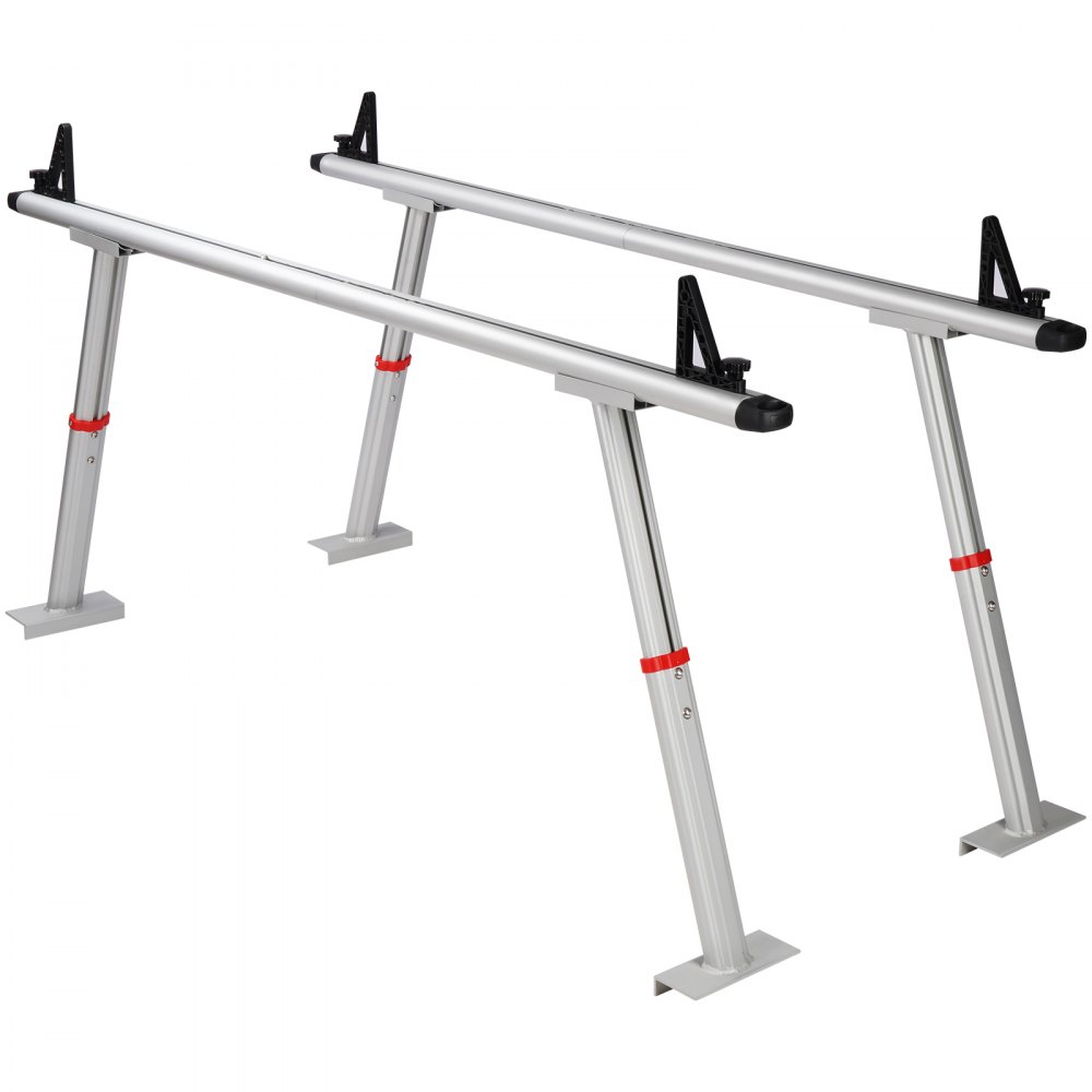 VEVOR Truck Rack, 800 lbs Capacity, 19-34in Adjustable Height, Aluminum Ladder Rack for Truck with 8 Non-Drilling C-clamps, Heavy Duty Truck Bed Rack Two-Bar Set for Kayak, Surfboard, Lumber, Ladder