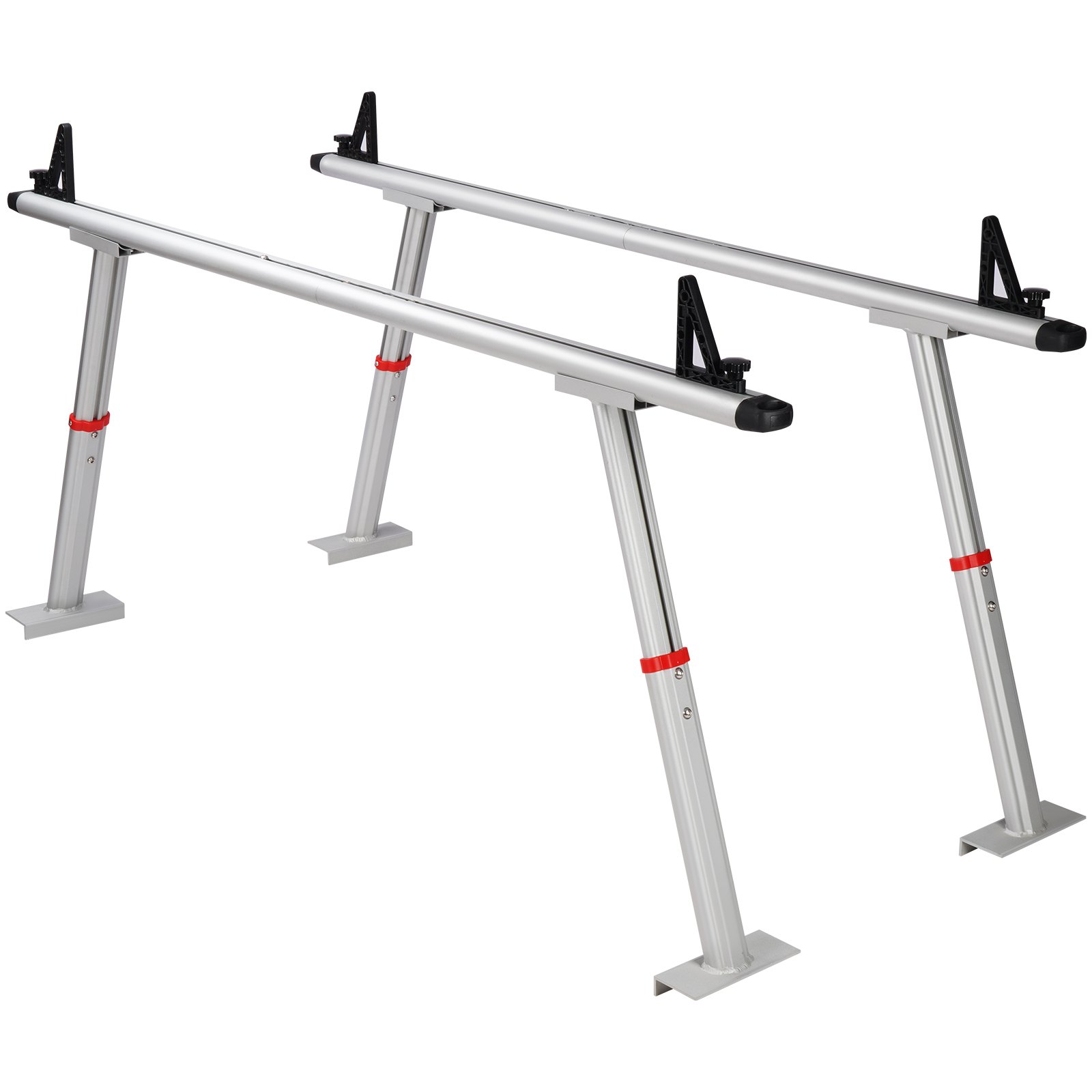 VEVOR Truck Rack, 800 lbs Capacity, 19-34in Adjustable Height, Aluminum Ladder Rack for Truck with 8 Non-Drilling C-clamps, Heavy Duty Truck Bed Rack Two-Bar Set for Kayak, Surfboard, Lumber, Ladder
