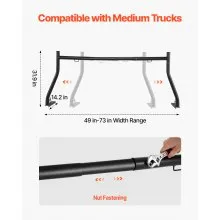 VEVOR Truck Ladder Rack, 49-73 in Width, Extendable Universal Cargo Rack, Heavy Duty Steel with 800 lbs Static Load Capacity, Ideal for Canoes, Surfboards, Ladders, Lumber, Tents, and Large Cargo