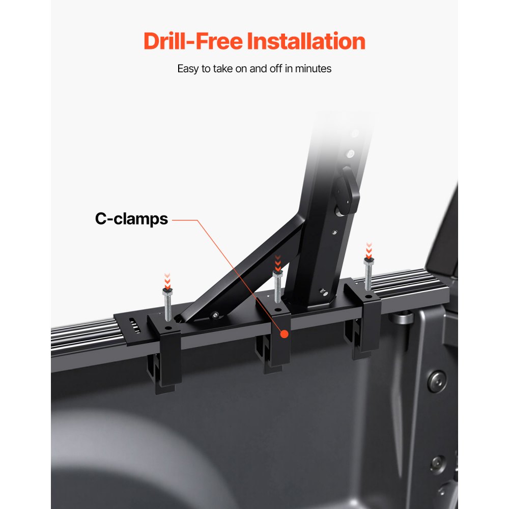 VEVOR Truck Ladder Rack, 53.3-80.01 cm Height, Adjustable Non-Drilling Aluminum Cargo Rack with Sidebar, 362.9 kg Static Capacity, Ideal for Canoes, Surfboards, Ladders, Lumber, Tents & Large cargo