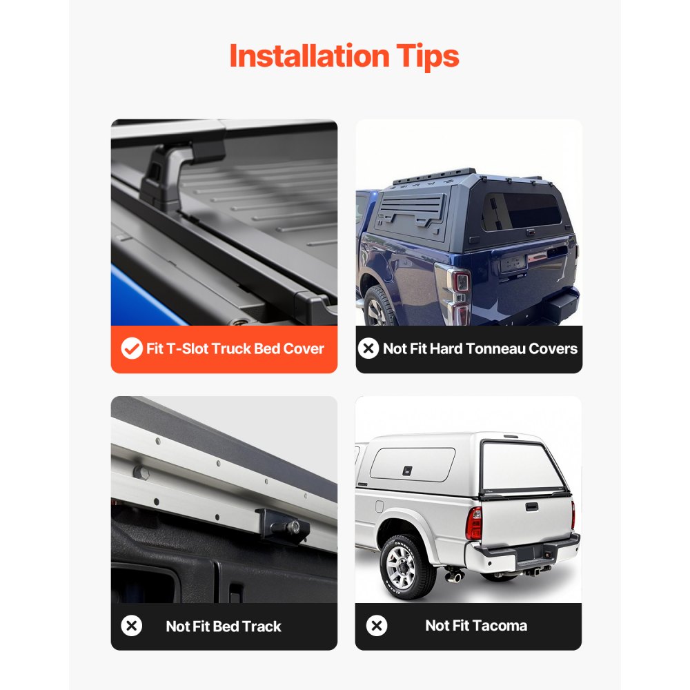 VEVOR Truck Ladder Rack, 53.3-80.01 cm Height, Adjustable Non-Drilling Aluminum Cargo Rack with Sidebar, 362.9 kg Static Capacity, Ideal for Canoes, Surfboards, Ladders, Lumber, Tents & Large cargo