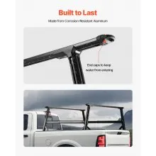 VEVOR Truck Ladder Rack, 21-31.5 in Height, Adjustable Non-Drilling Aluminum Cargo Rack with Sidebar, 800 lbs Static Capacity, Ideal for Canoes, Surfboards, Ladders, Lumber, Tents, and Large cargo