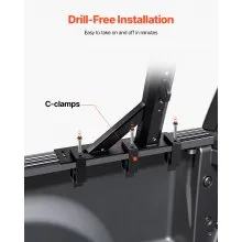 VEVOR Truck Ladder Rack, 21-31.5 in Height, Adjustable Non-Drilling Aluminum Cargo Rack with Sidebar, 800 lbs Static Capacity, Ideal for Canoes, Surfboards, Ladders, Lumber, Tents, and Large cargo