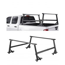 VEVOR Truck Ladder Rack, 21-31.5 in Height, Adjustable Non-Drilling Aluminum Cargo Rack with Sidebar, 800 lbs Static Capacity, Ideal for Canoes, Surfboards, Ladders, Lumber, Tents, and Large cargo
