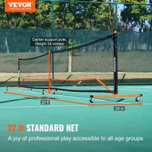 VEVOR Pickleball háló készlet, 22 FT szabályozott méretű hordozható Pickleball rendszer hordtáskával, labdákkal és kerekekkel, időjárásálló, stabil fém vázzal és erős PE hálóval, kültéri udvari felhajtóhoz