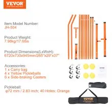 VEVOR Pickleball Net Set, 22FT Regulation Size Portable Pickleball System with Carrying Bag, Balls, and Wheels, Weather Resistant Steady Metal Frame & Strong PE Net, for Outdoor Backyard Driveway