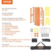VEVOR Pickleball Net Set, 22FT Regulation Size Portable Pickleball System with Bags, Balls, Paddles, Wheels, and Court Lines, Weather Resistant Metal Frame & PE Net, for Outdoor Backyard Driveway