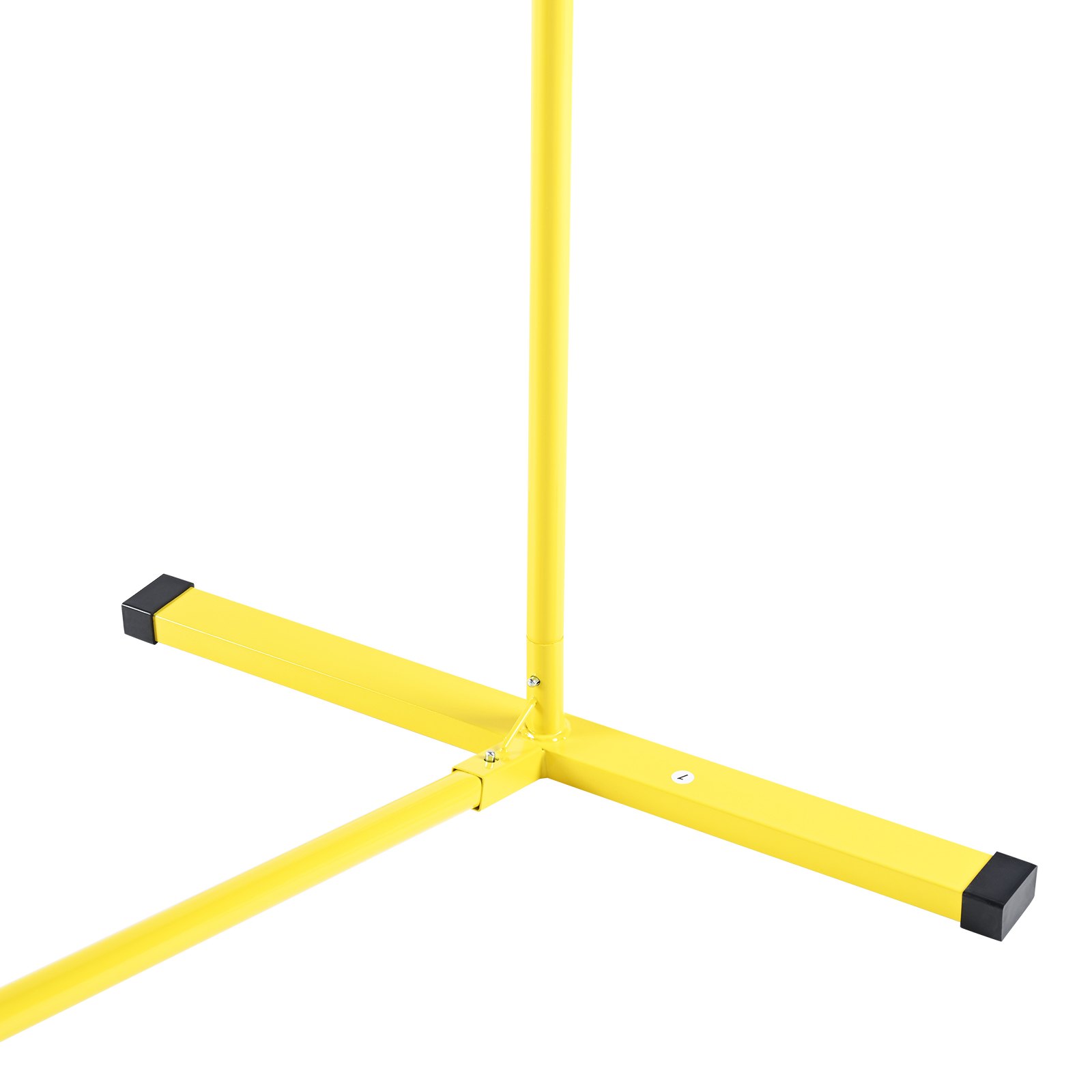 yellow support frame base of VEVOR pickleball net with black end caps on a white background.