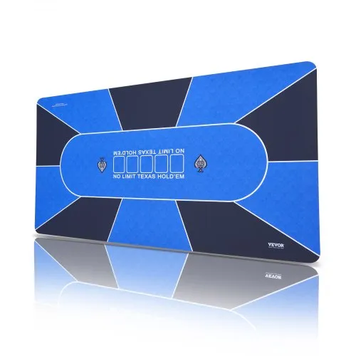 VEVOR Poker Table Top, 70 x 35 Inch Poker Mat for Table, 6-8 Players Foldable Poker Table Top with Carrying Bag, Folding Poker Table Topper for Poker Games, Poker Room, Rectangle, Blue