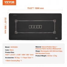 VEVOR pokerbordplate 70 x 35 tommer pokermatte 6-8 spillere sammenleggbar med veske svart