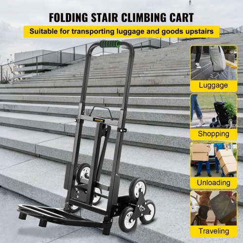 VEVOR Stair Climbing Cart 330lbs Capacity, Portable Folding
