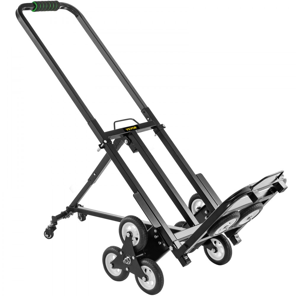VEVOR Stair Climbing Cart 330lbs Capacity, Portable Folding Trolley With 5inch and 1.5inch Wheels, Stair Climber Hand Truck With Adjustable Handle, All Terrain Heavy Duty Dolly Cart For Stairs
