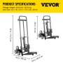 VEVOR Stair Climbing Cart 460lbs Capacity, Portable Folding Trolley with 6 Wheels, Stair Climber Hand Truck With Adjustable Handle For Pulling, All Terrain Heavy Duty Dolly Cart For Stairs(02-01)