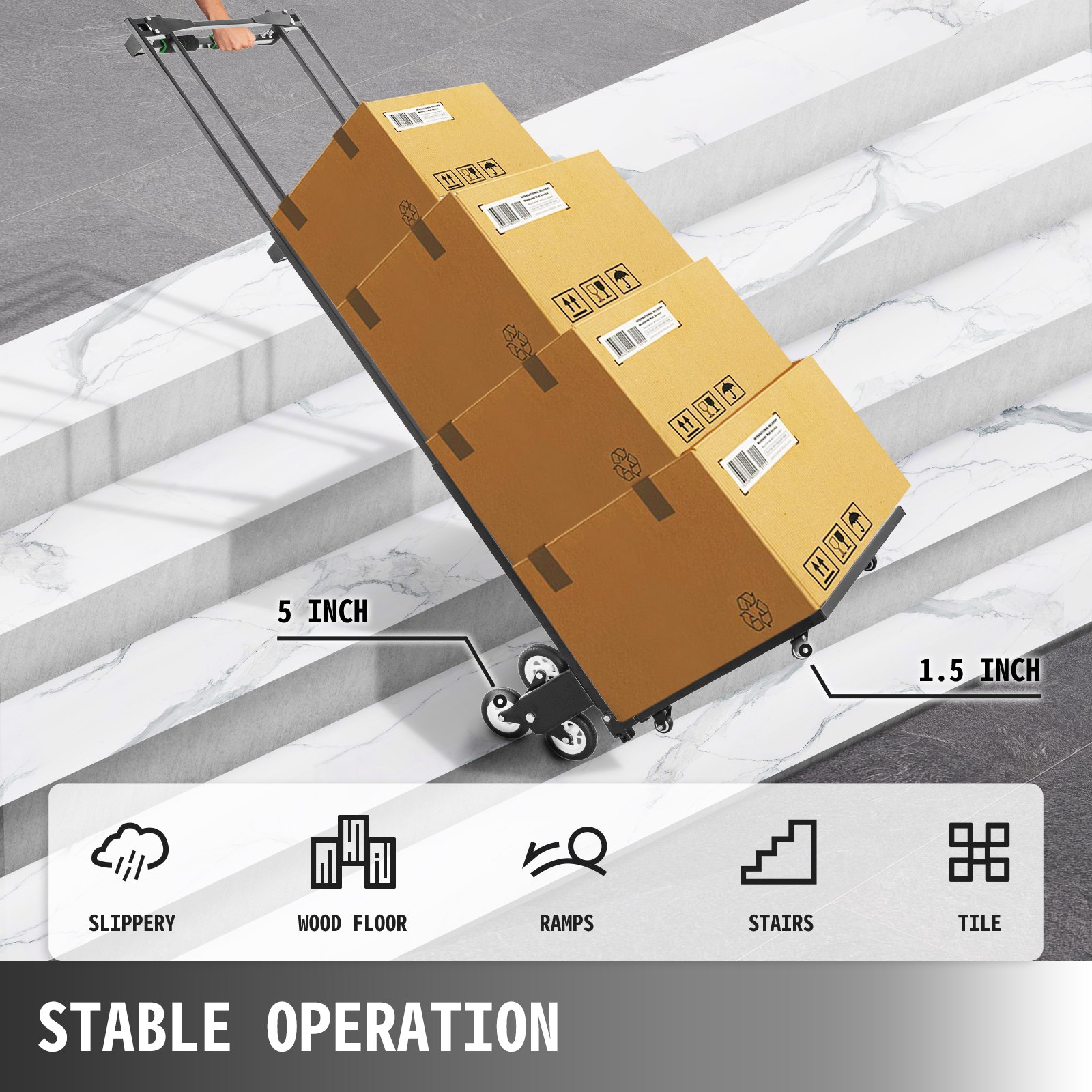 Enhanced Stair Climbing Cart Portable 600lbs Largest Capacity Terrain Hand Truck
