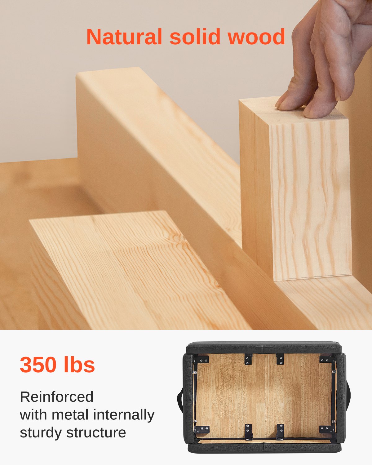VEVOR Pilates Box for Reformer, 25x17x9 In Pilates Reformers Sitting Box for Exercises, Premium PU and Wood Pilates Equipment Accessory, Improve Strength, Balance, Range of Motion Home Gym, Black