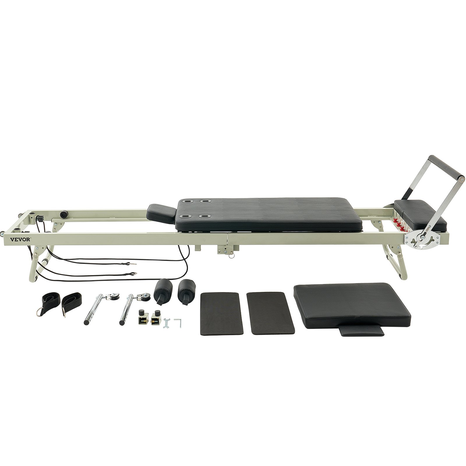 VEVOR Foldable Pilates Reformer, Pilates Workout Machine for Home Gym Studio Use, Pilates Bed with Dual Resistance- Spring & Cord, Reformer Set for Advanced Users and Beginners, Up to 400 LBS