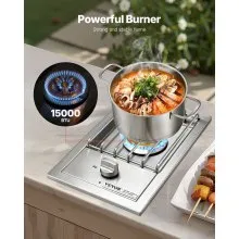 VEVOR Single Grilling Side Burner for Outdoor 15,000BTU Propane & Natural Gas