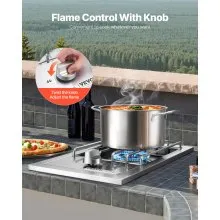 VEVOR Single Grilling Side Burner for Outdoor 15,000BTU Propane & Natural Gas