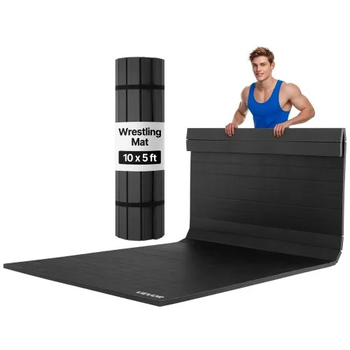 VEVOR 3x1.5m Wrestling Mat, Martial Arts Thick Mat for Home Gym Workouts Exercise, Waterproof PVC Roll-Up Training Mats for Gymnastics, Tatami, Jiu Jitsu BJJ MMA Judo, Boxing, Black