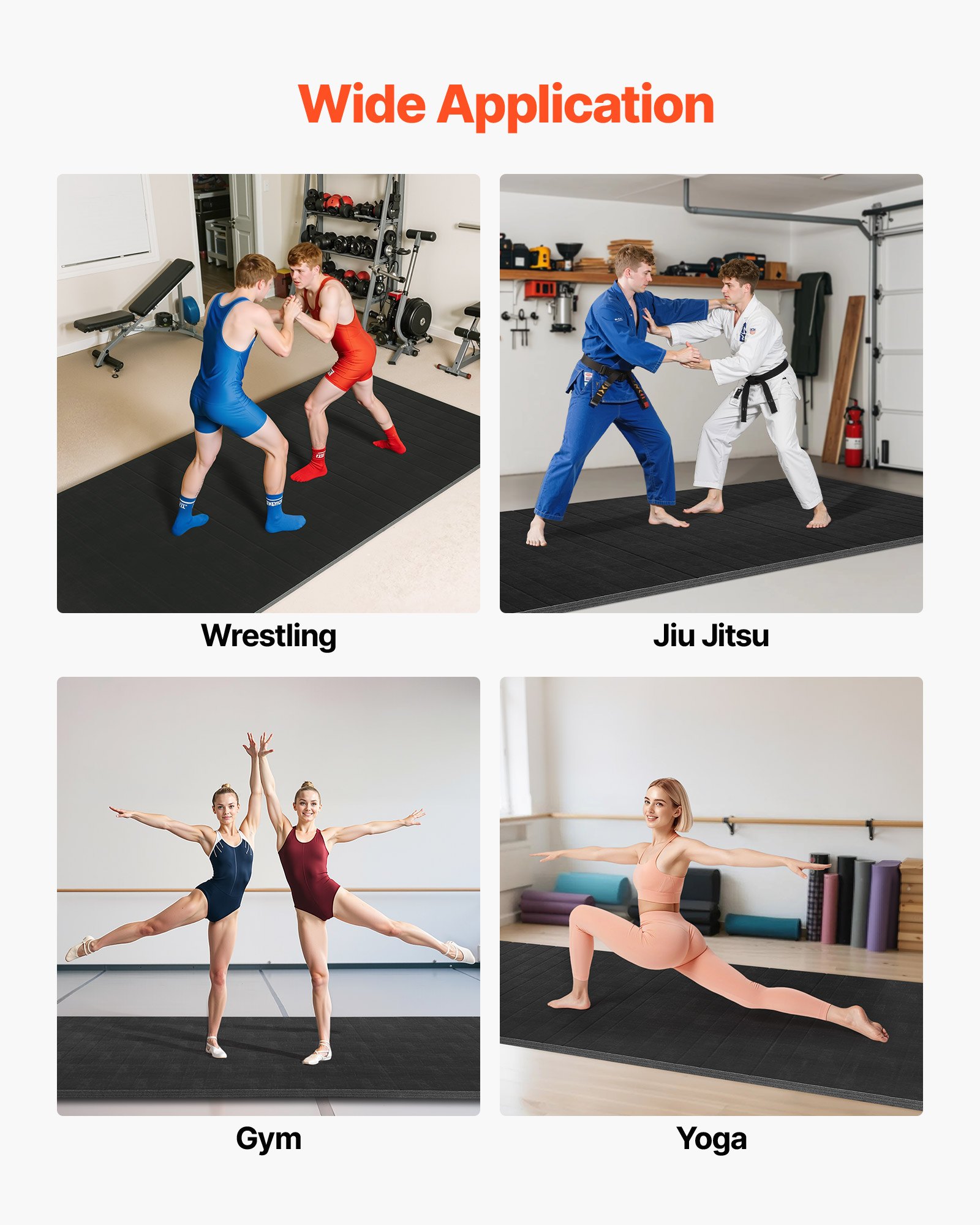 VEVOR 3x1.5m Wrestling Mat, Martial Arts Thick Mat for Home Gym Workouts Exercise, Waterproof PVC Roll-Up Training Mats for Gymnastics, Tatami, Jiu Jitsu BJJ MMA Judo, Boxing, Black