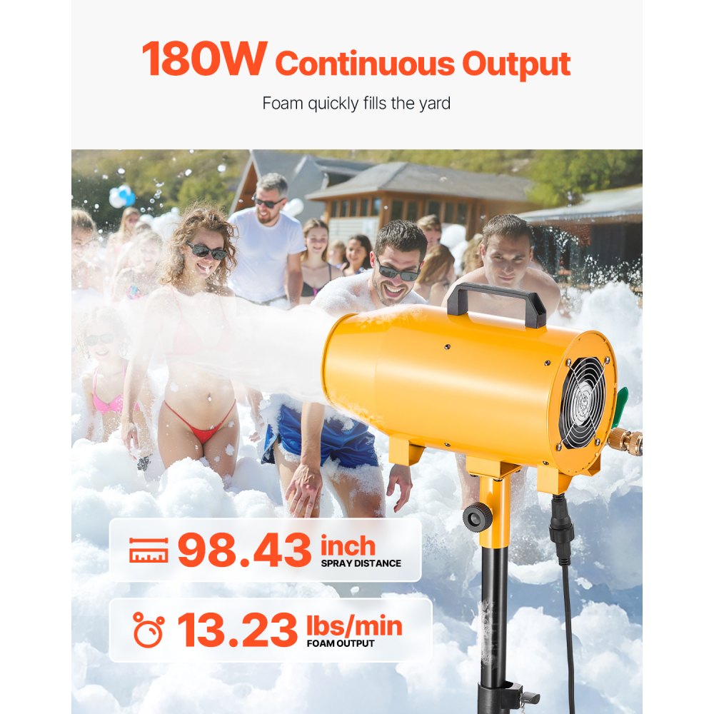 VEVOR Foam Machine, Adjustable Angle Control Foam Cannon Party Machine, Bubble Cannon with Fan & Triangular Structure, Dense Foams Maker for Backyard, Celebrations & Party, Continuous Foams Output