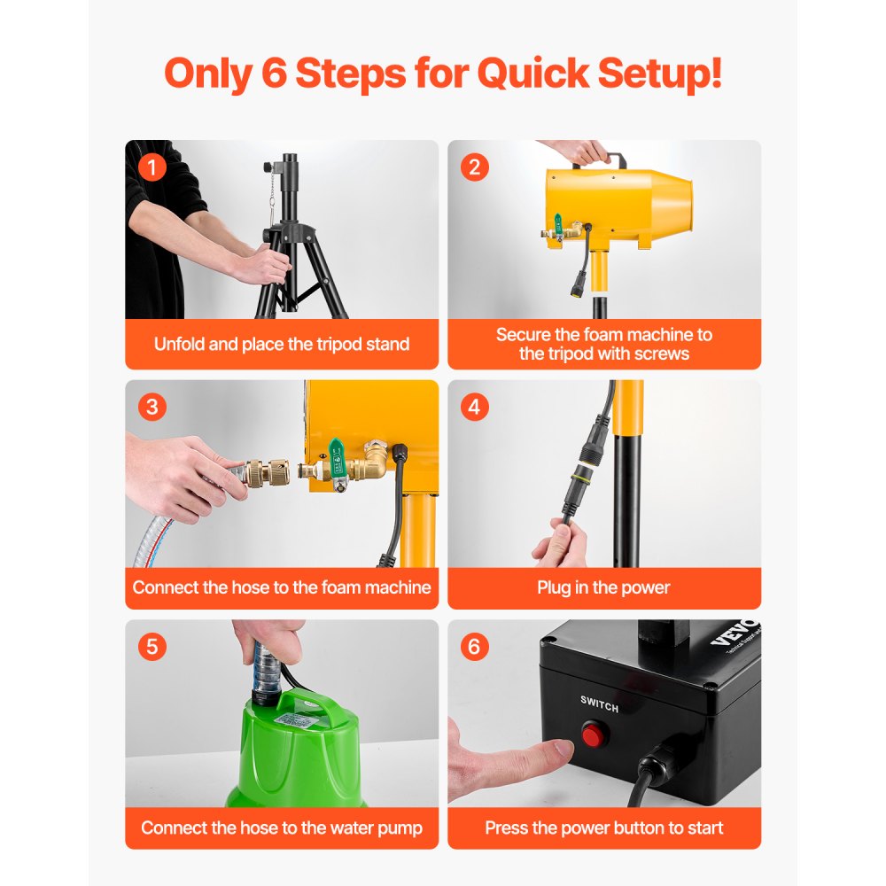VEVOR Foam Machine, Adjustable Angle Control Foam Cannon Party Machine, Bubble Cannon with Fan & Triangular Structure, Dense Foams Maker for Backyard, Celebrations & Party, Continuous Foams Output