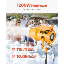 VEVOR Foam Machine, 1200 W Party Foam Cannon, Foam Maker with 3 Packs of Foam Powder, Foam Party Machine with 20 Gal Water Tank, for Backyard, Pool, Outdoor Events, Birthdays, Celebrations & Party