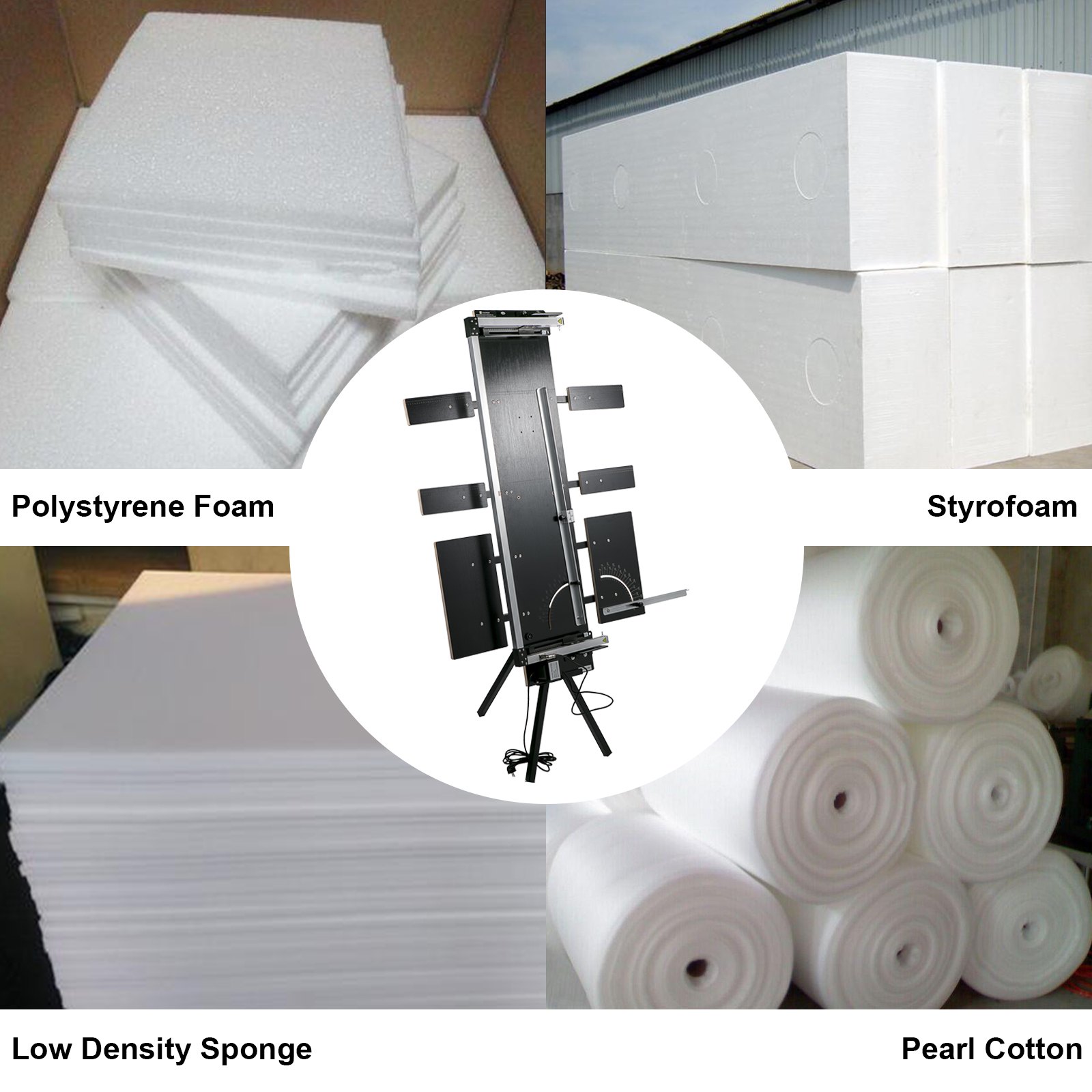 VEVOR Styrofoam Skæremaskine 42cm Maks. Skæretykkelse Skumskærer 115cm Maks. Længde Hot Wire Skum Cutter 0-90° Styrofoam Cutter Seks Varmetråde m/ Stativ Sideplade til Skæring af Skum Perle Bomuld