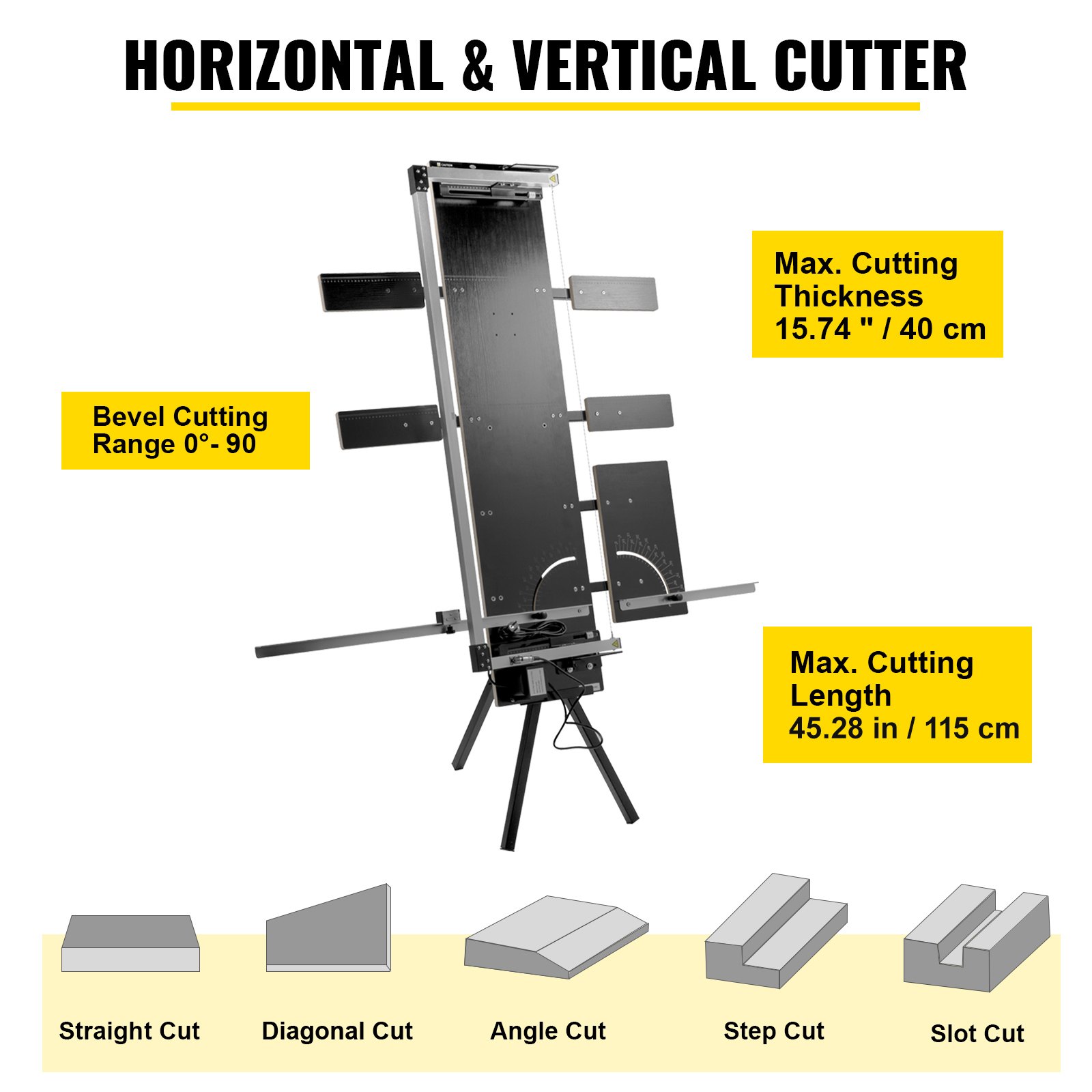 VEVOR Styrofoam Cutting Machine 42cm Max. Cut Thickness Foam Cutter 127cm Max. Length Hot Wire Foam Cutter 0-90° Styrofoam Cutter Six Heating Wires with Stand Lateral Plate for Cutting Foam Pearl Cott