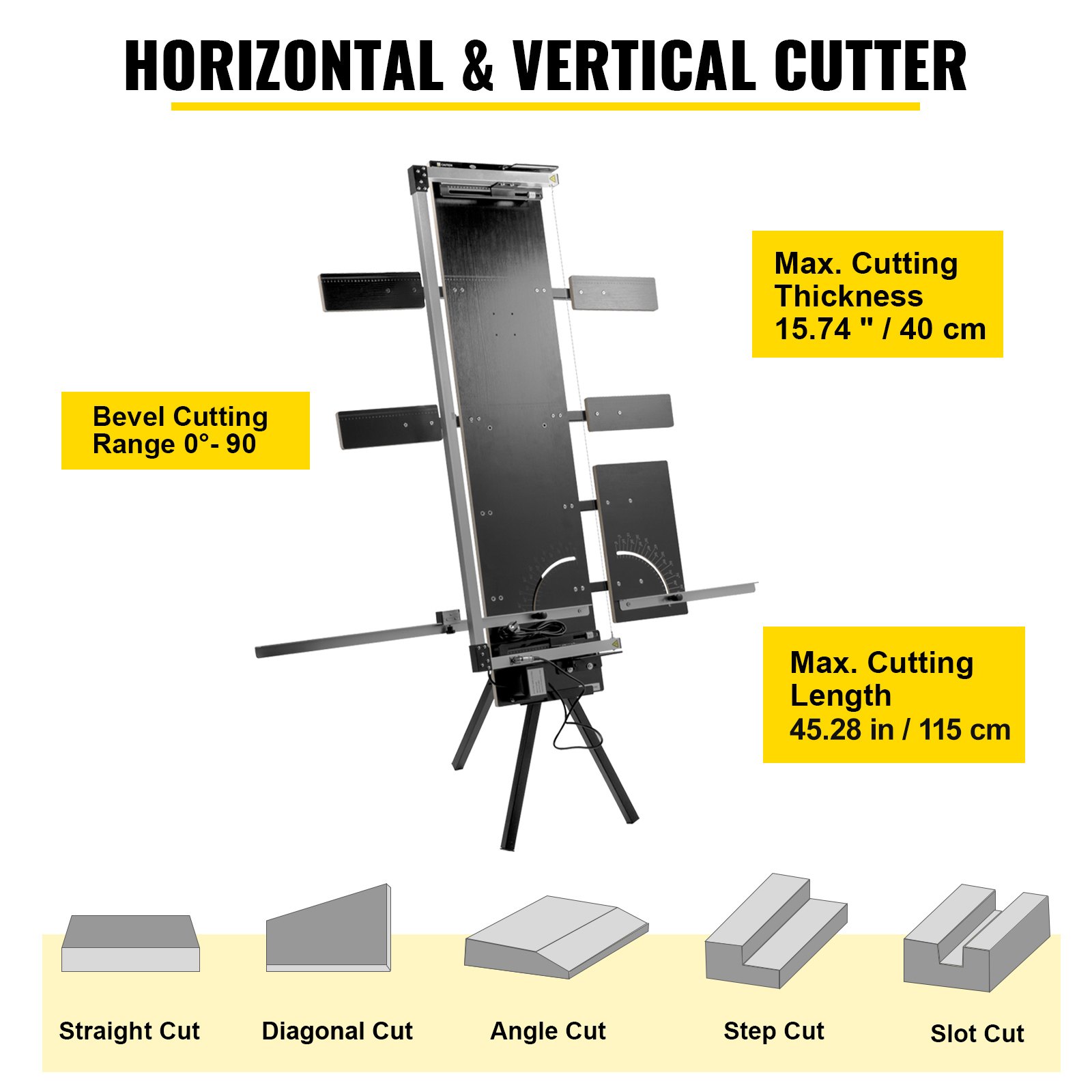 VEVOR Styrofoam Cutting Machine 42cm Max. Cut Thickness Foam Cutter 115cm Max. Length Hot Wire Foam Cutter 0-90° Styrofoam Cutter Six Heating Wires with Stand Lateral Plate for Cutting Foam Pearl Cott