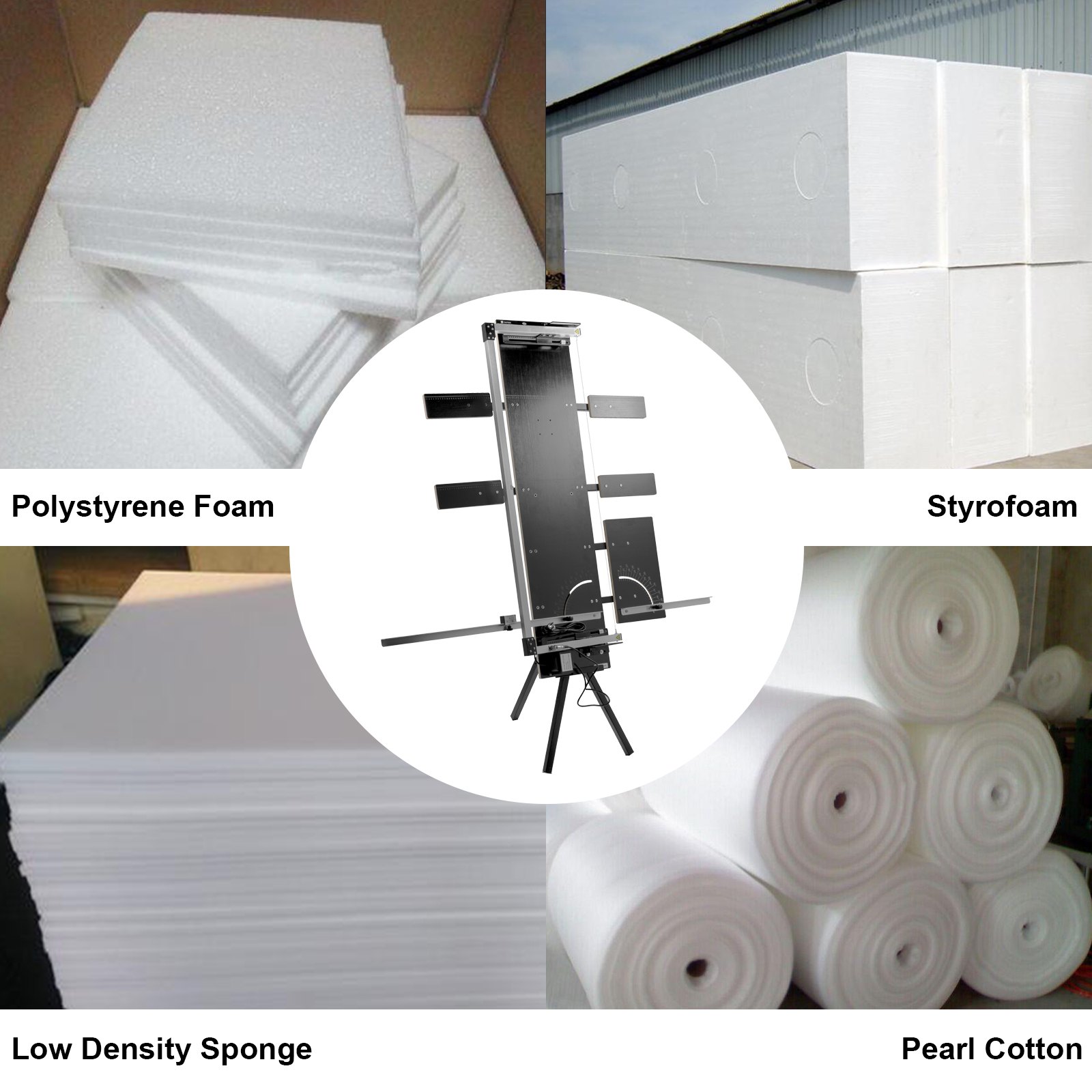 VEVOR Styrofoam Cutting Machine 42cm Max. Cut Thickness Foam Cutter 115cm Max. Length Hot Wire Foam Cutter 0-90° Styrofoam Cutter Six Heating Wires with Stand Lateral Plate for Cutting Foam Pearl Cott