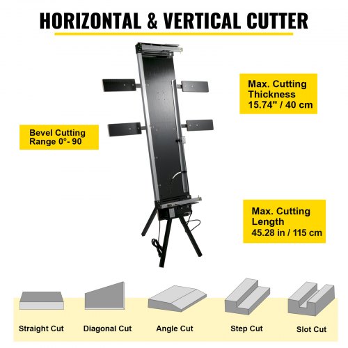 VEVOR Styrofoam Cutting Machine 42cm Max. Cut Thickness Foam Cutter 127cm Max. Length Hot Wire Foam Cutter 0-90° Styrofoam Cutter Six Heating Wires w/ Stand Lateral Plate for Cutting Foam Pearl Cotton