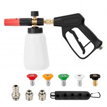 VEVOR Pressure Washer Gun Set, 0.22 Gal Foam Cannon, 4000 PSI Washer Spay Gun with 1/4 Inch Quick Connector & 5 Nozzle Tips, Pressure Washer Handle with M22-14 mm & M22-15mm & 3/8'' Inlet Connecto
