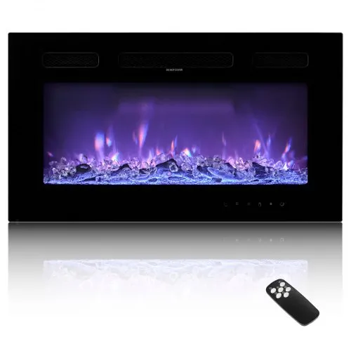 VEVOR 30 inch Electric Fireplace, Wall Mounted Recessed Fire Place with Remote Control, Timer, 1500W, Adjustable Flame Color Brightness, Touch Screen, Overheat Protection, for Living Room,Bedroom