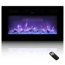 30 inch Electric Fireplace Wall Mounted Recessed with Remote Control 1500W