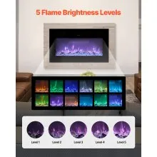 42 inch Electric Fireplace Wall Mounted Recessed with Remote Control 1500W