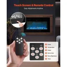 42 inch Electric Fireplace Wall Mounted Recessed with Remote Control 1500W