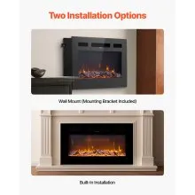 42 inch Electric Fireplace Wall Mounted Recessed with Remote Control 1500W