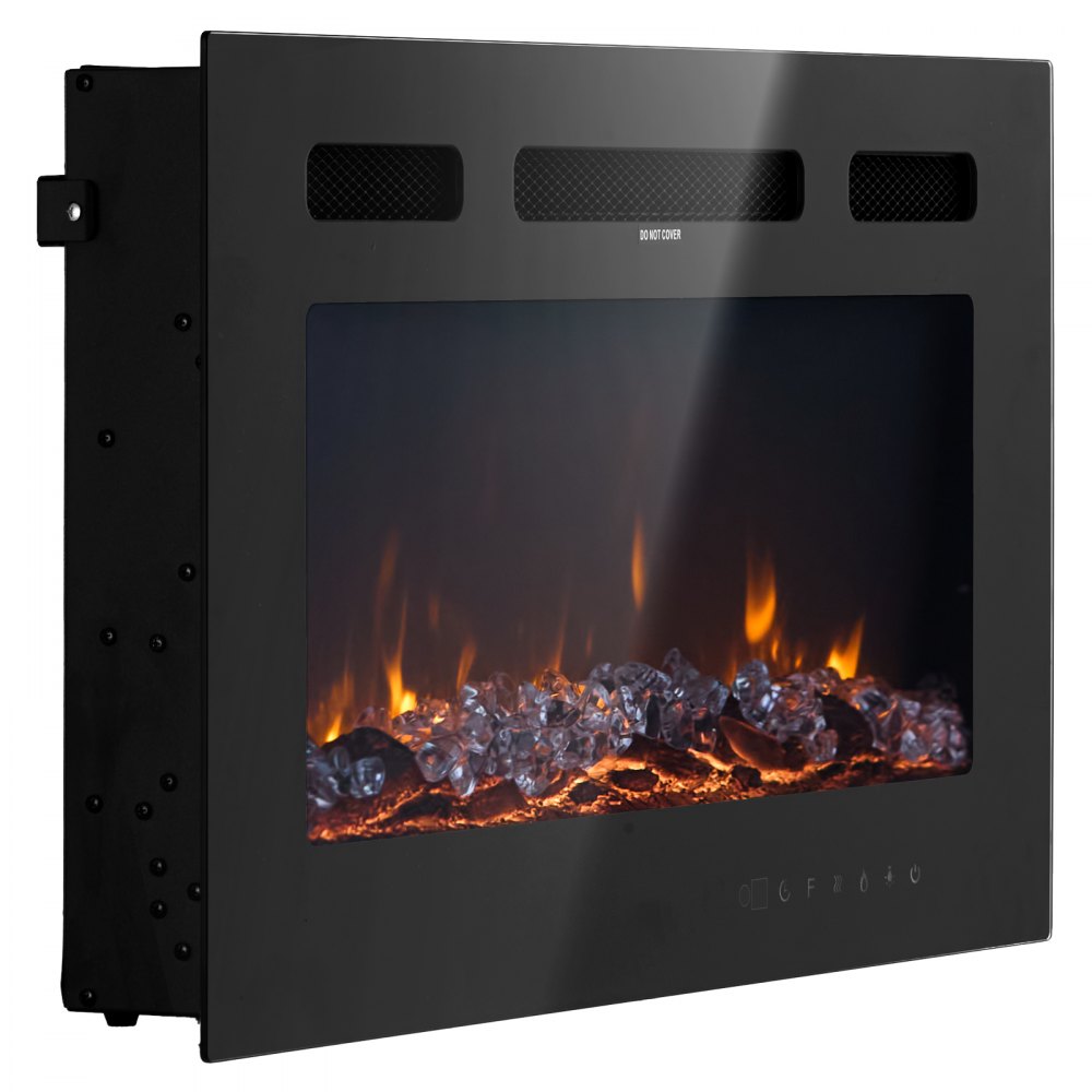Chimenea eléctrica VEVOR de 50 pulgadas, empotrada en la pared, con control remoto, temporizador, 1500 W, brillo de llama ajustable, pantalla táctil, protección contra sobrecalentamiento, para sala de estar y dormitorio.